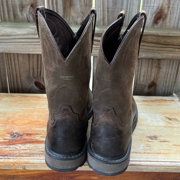 Ariat Brown Leather & Suede Groundbreaker Soft Round Toe Work Boots Size 11EE - Picture 8 of 15